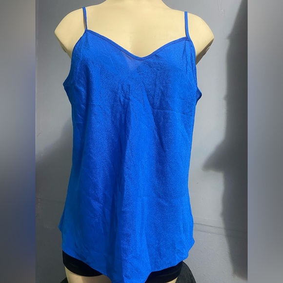 NWOT.  Talbots Blue Sleeveless Asymmetrical Camisole - Picture 2 of 11
